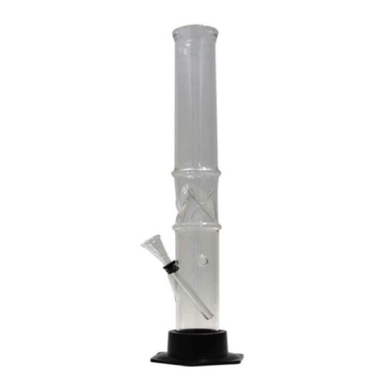 Plain Glass Bong Base Negra, 40 cm: Un elegante bong de vidrio con base negra, ideal para una experiencia de fumar suave.