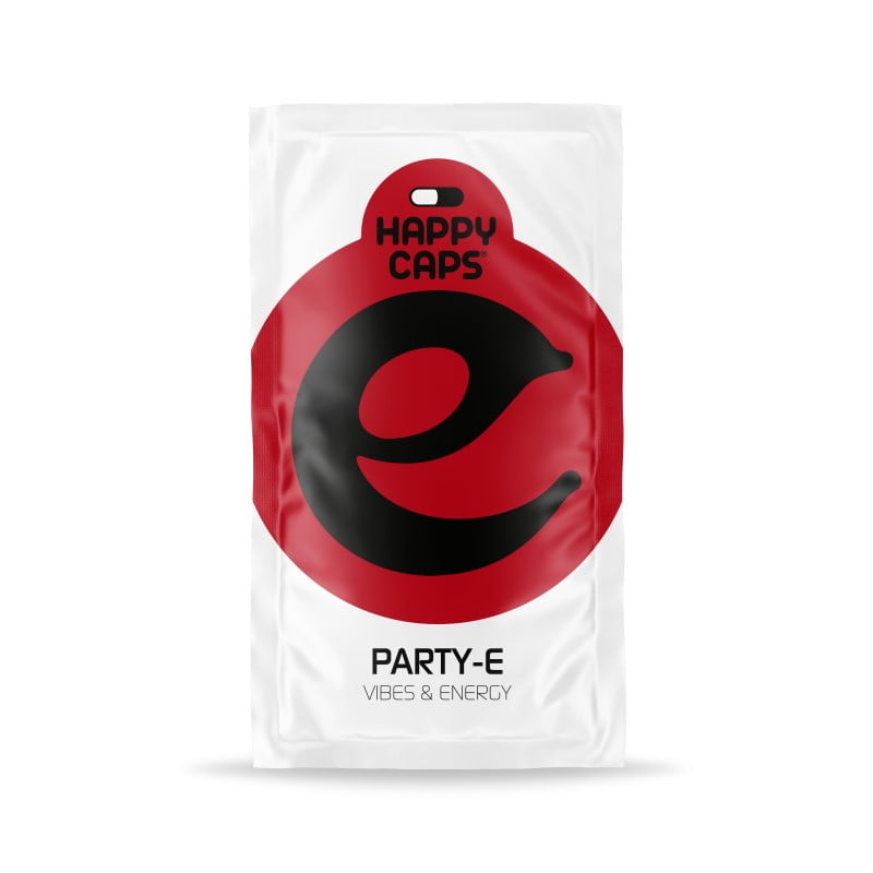 Happy Caps Party-E - Aumenta tu energía y ánimo festivo con las cápsulas Party-E de Happy Caps. Una fórmula natural para mejorar tu experiencia en fiestas.