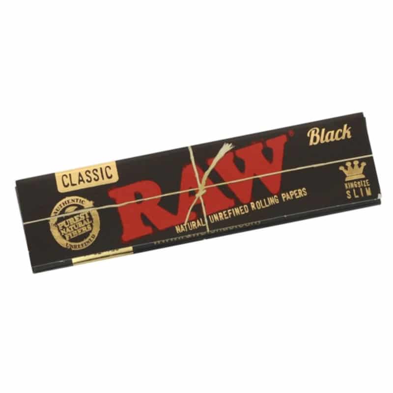 RAW Black King Size Slim Papel Largo: Papeles ultra-delgados y sin blanquear para una experiencia de fumar refinada y natural.