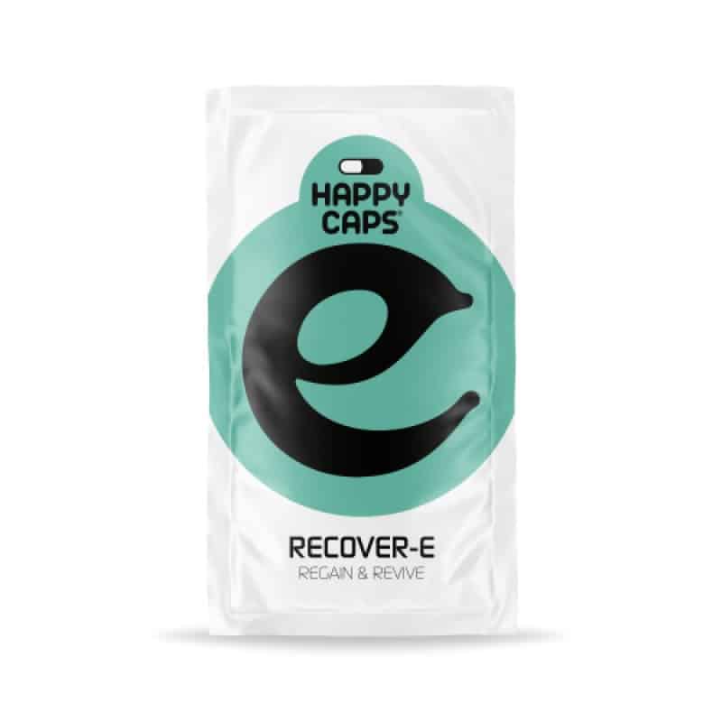 Recover-E de Happy Caps - Apoya tu recuperación después de una noche de fiesta con las cápsulas Recover-E. Una mezcla natural para restaurar tu bienestar y niveles de energía.